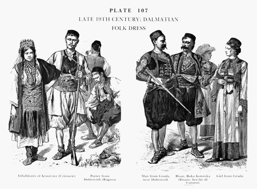Planche 107a Fin XIXe Siecle - Habits Traditionnels des Dalmates - late 19Th Century - Dalmatian Folk Dress.jpg